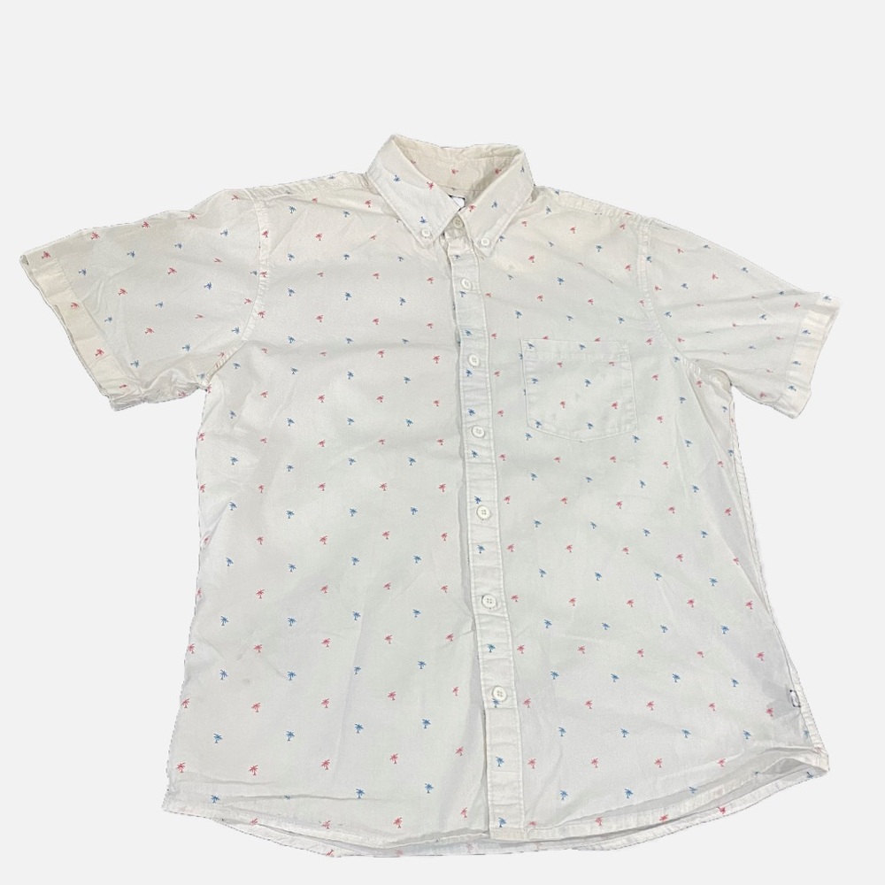 Ripzone Men’s Short Sleeve Patterned Camp Shirt. Small with Palm Trees
